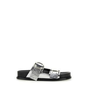 JIL SANDER Women's Double Strap Buckle Flat Sandals Women SILVER